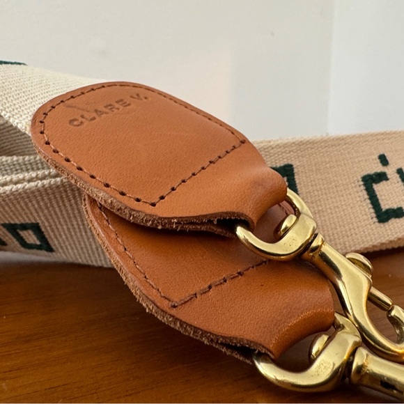Clare V Tan Leather Strap with Gold Clips - Picture 2 of 5